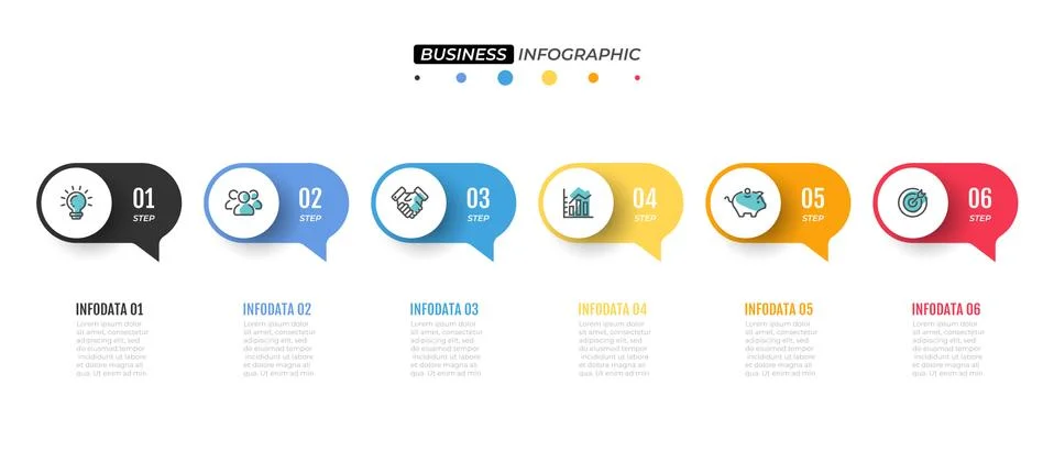 Vector infographic design template with 6 option. Illustrazione stock