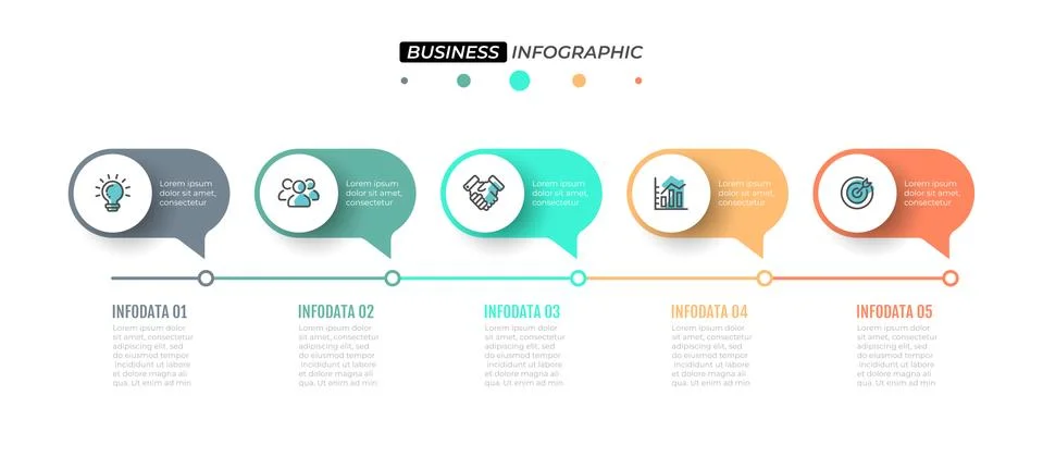 Vector infographic design template with 6 option. Illustrazione stock