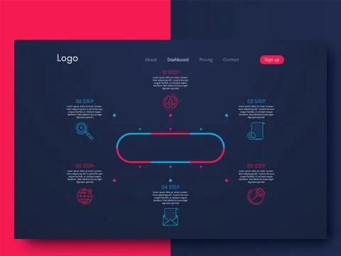 Vector Infographic design template with six option Stock Illustration