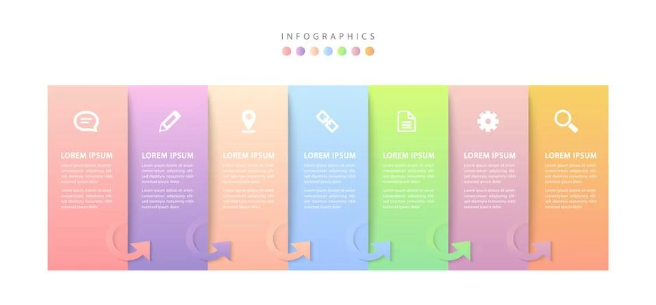 Vector infographic design UI template colorful gradient labels and icons Illustrazione stock
