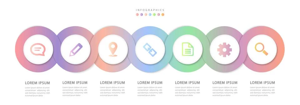 Vector infographic design UI template colorful spiral round cross gradient la Stock Illustration