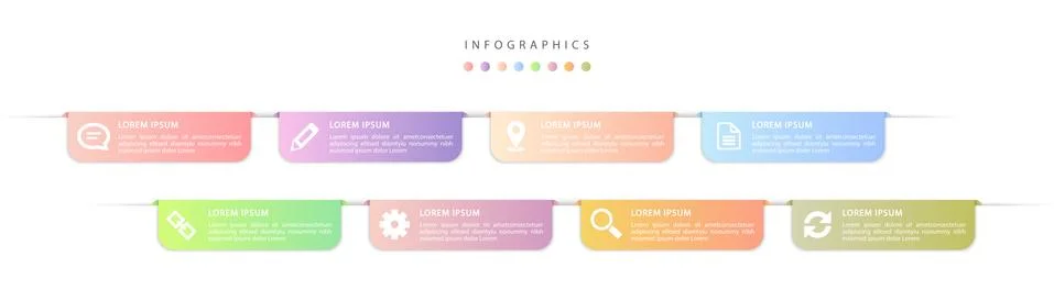 Vector infographic design UI template colorful gradient labels and icons Ilustración de archivo