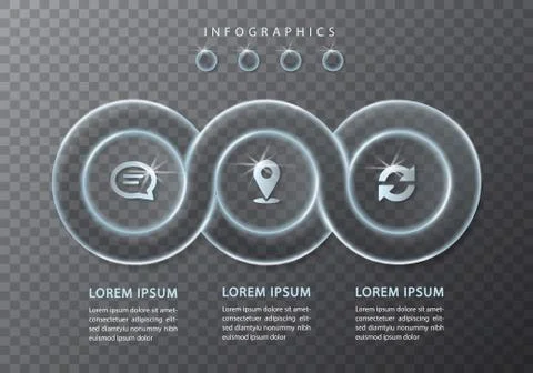 Vector infographic design UI template transparent glass round chain frame lab Stock Illustration