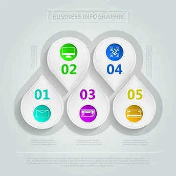 Vector infographic for e-Business Set of droplet vector icons with colored... Stock Photos