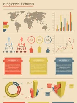 Vector infographic elements. Retro style. Stock Illustration