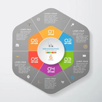 Vector infographic of gradient dark gray hexagonal forms cut from paper with Stock Illustration
