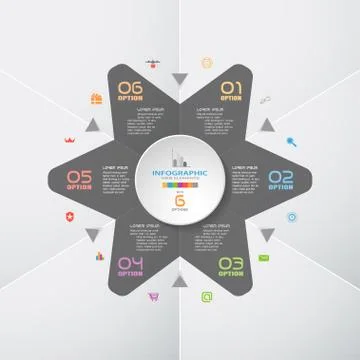 Vector infographic of gradient dark star and white round form cut from paper Stock Illustration