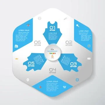 Vector infographic of gradient gray convex hexagonal form with blue corners a Stock Illustration