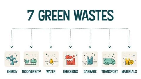 The vector infographic illustration in the 7 green waste reduction concept ha Stock Illustration