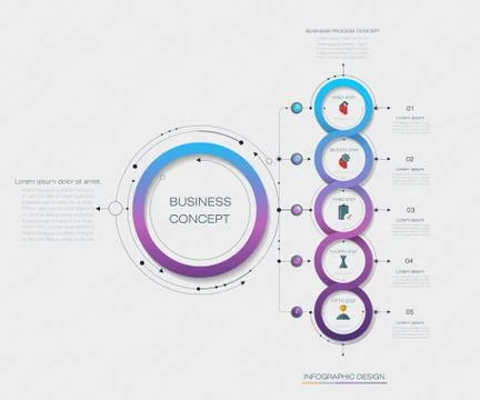 Vector Infographic label design with 5 options or steps Stock Illustration