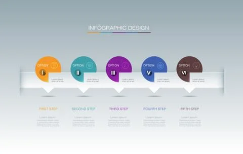 Vector Infographic label design with icons and 5 options or steps. Stock Illustration