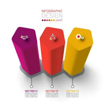 Vector Infographic label design with pentagon columns design. Illustrazione stock