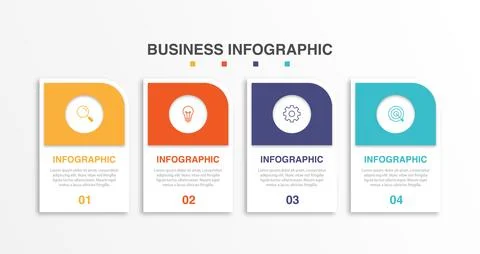 Vector Infographic label design template with icons and 4 options or steps... Stock Illustration