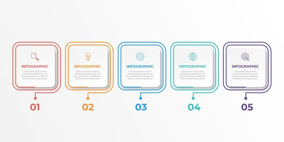 Vector Infographic label design template with icons and 5 options or steps. Stock Illustration
