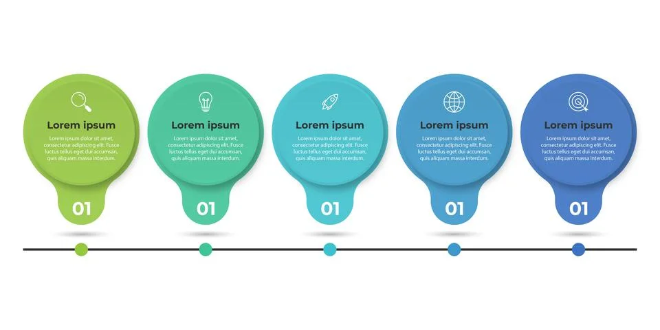 Vector Infographic label design template with icons and 5 options or steps... Stock Illustration