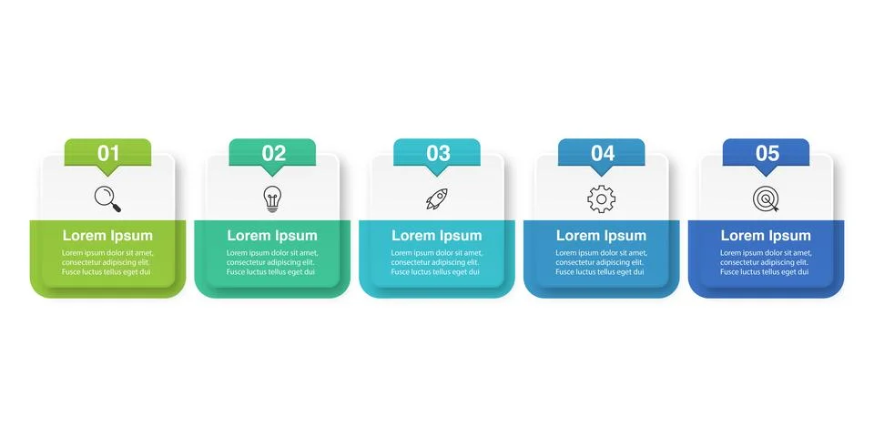 Vector Infographic label design template with icons and 5 options or steps... Stock Illustration