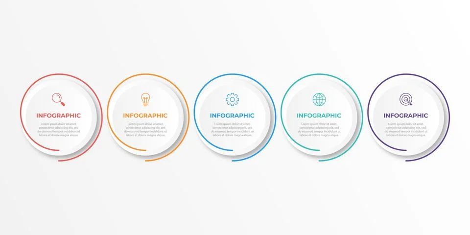 Vector Infographic label design template with icons and 5 options or steps. Stock Illustration