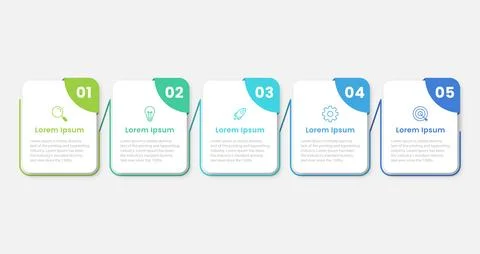 Vector Infographic label design template with icons and 5 options or steps... Stock Illustration