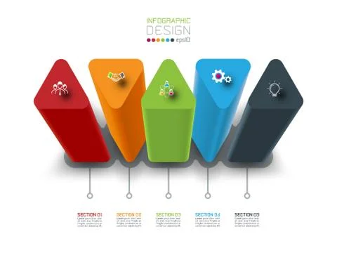 Vector Infographic label design with triangle columns design. Illustrazione stock