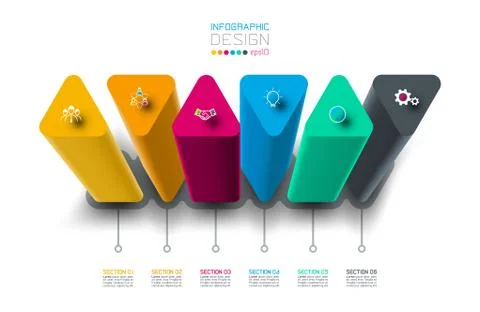 Vector Infographic label design with triangle columns design. Stock Illustration