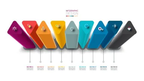 Vector Infographic label design with triangle columns design. Stock Illustration