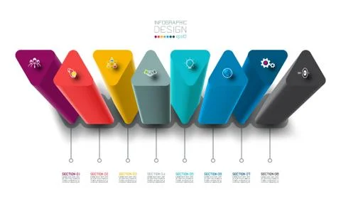 Vector Infographic label design with triangle columns design. Stock Illustration