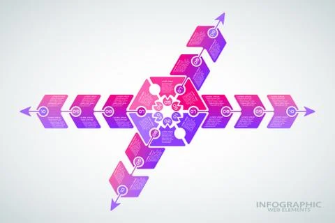 Vector infographic poster of gradient lilac and purple shapes with text on th Stock Illustration