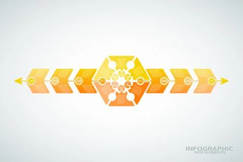 Vector infographic poster of gradient yellow shapes with text on the gradient Stock Illustration