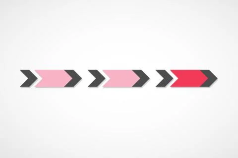 Vector infographic red and pink progress arrows イラスト素材