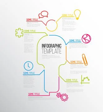 Vector Infographic report template made from lines and icons with figure Stock Illustration