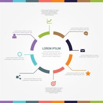 Vector Infographic report template made from lines and icons Stock Illustration