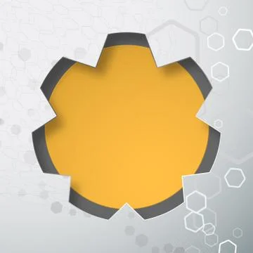 Vector infographic of round yellow form placed to the star-shaped neckline wi Stock Illustration