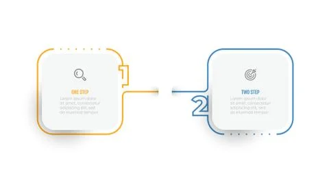 Vector infographic simple design number elements with 2 options or steps. Illustrazione stock