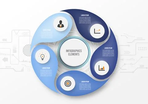 Vector infographic technology with 3D paper label, integrated circles. Busi.. Stock Illustration