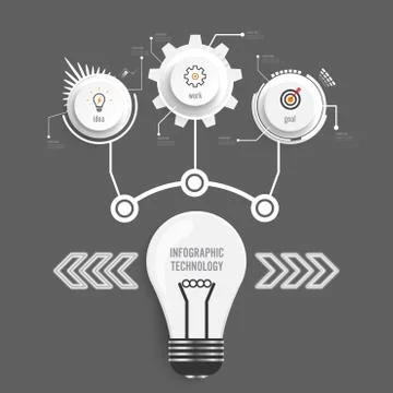 Vector infographic technology design template,integrated circles. Business co Stock Illustration