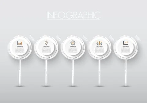 Vector infographic technology design template,integrated circles. Business co Stock Illustration