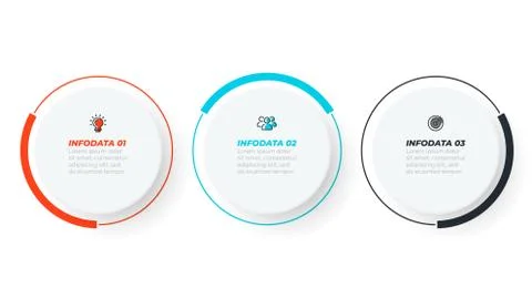 Vector Infographic template with 3 options, steps or processes. Illustrazione stock
