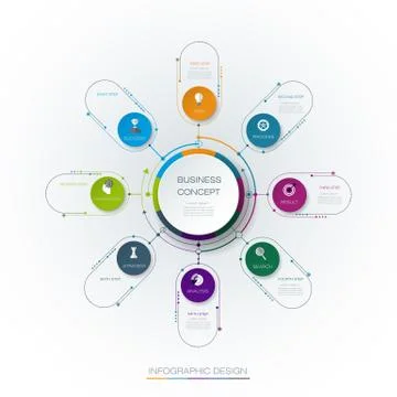 Vector infographic template with 3D paper label Stock Illustration