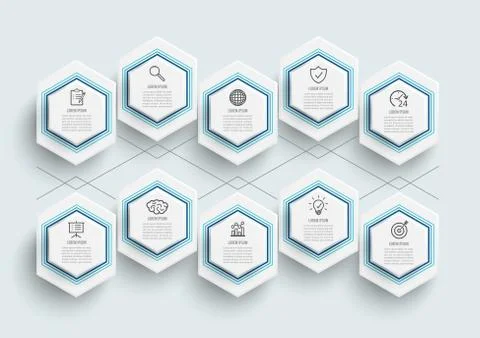 Vector infographic template with 3D paper label, integrated circles. Business Stock Illustration