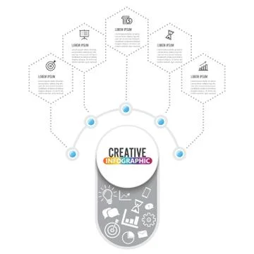 Vector infographic template with 3D paper label, integrated circles. Business Stock Illustration