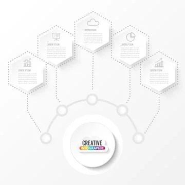 Vector infographic template with 3D paper label, integrated circles. Business Stock Illustration