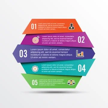 Vector infographic template with 3D paper label, integrated circles. Business Stock Illustration