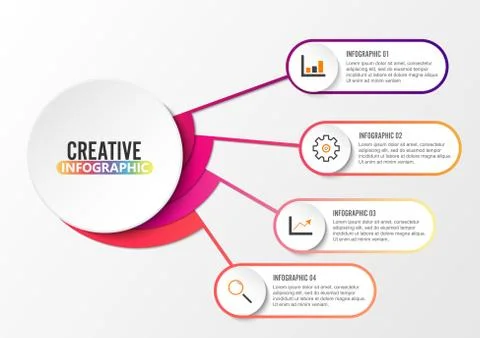 Vector infographic template with 3D paper label, integrated circles. Business Stock Illustration