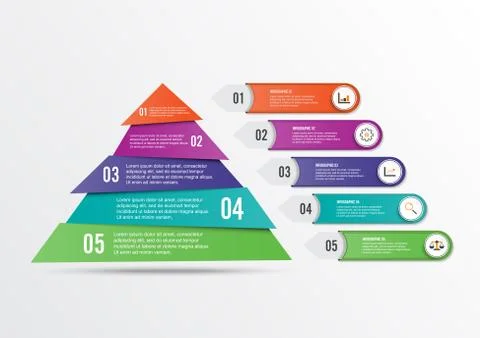Vector infographic template with 3D paper label, integrated circles. Business Stock Illustration