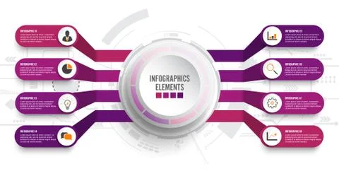 Vector infographic template with 3D paper label, integrated circles. Business Stock Illustration