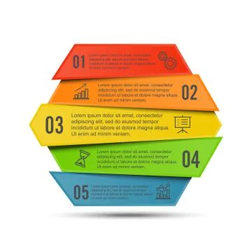 Vector infographic template with 3D paper label, integrated circles. Business Stock Illustration