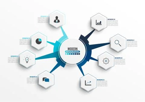 Vector infographic template with 3D paper label, circles. Business concept wi Stock Illustration