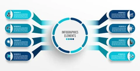 Vector infographic template with 3D paper label, integrated circles. Business Stock Illustration