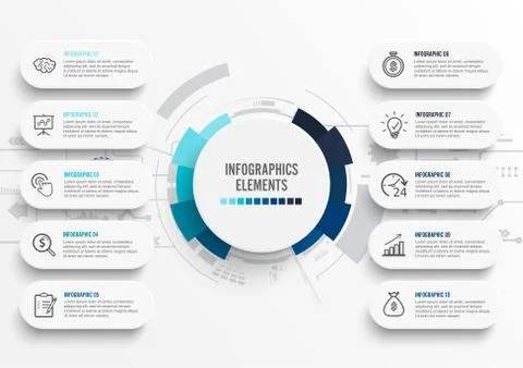 Vector infographic template with 3D paper label, integrated circles. Business Stock Illustration