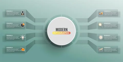 Vector infographic template with 3D paper label, integrated circles. Business Stock Illustration